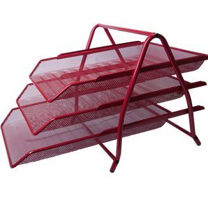 Bandeja de papel horizontal "3 en 1" BUROMAX, metal, roja