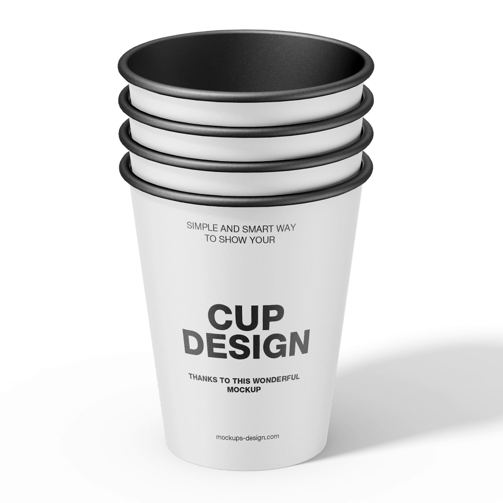 Printing on single-layer paper cups 400 ml, black inside