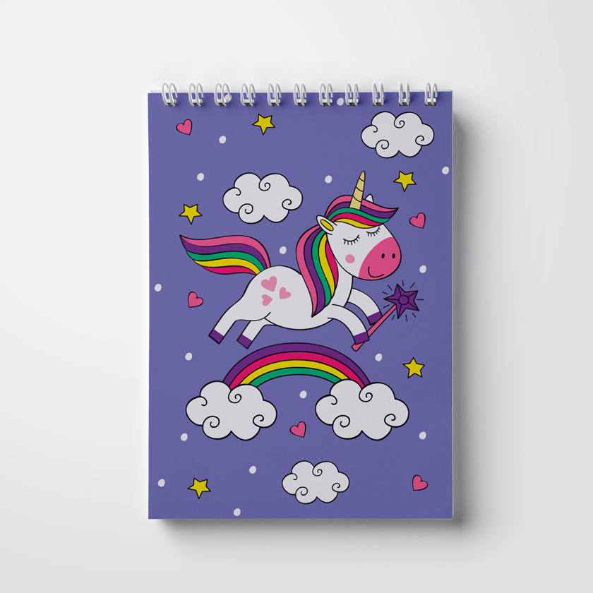 Cuaderno A5, 50 páginas con resorte. Unicornio (WL 03.21-16-1)