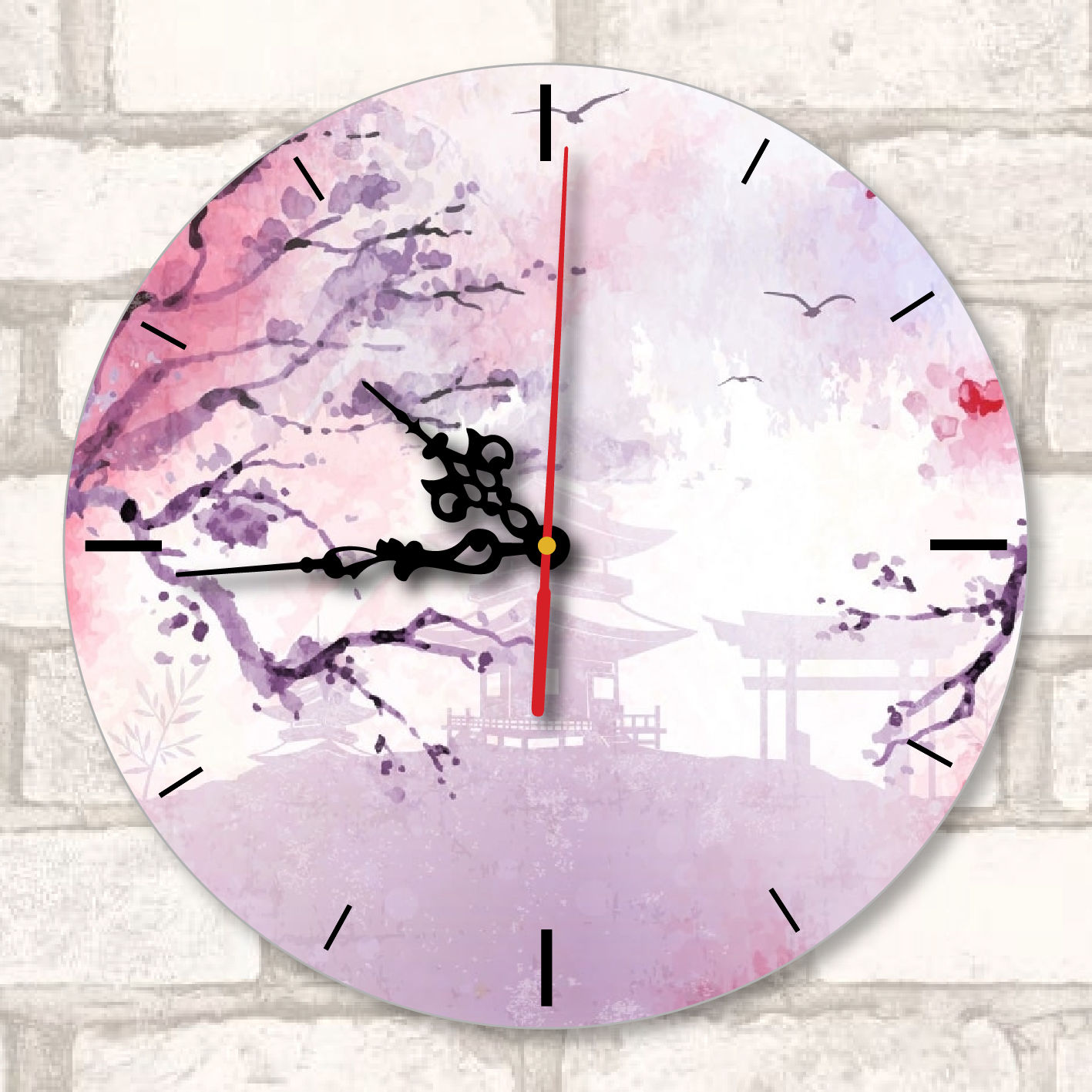 Reloj de pared redondo con estampado (24 cm)