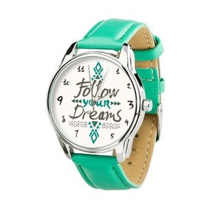 Reloj “Sigue tus sueños” (menta-turquesa, correa plateada) + correa adicional (4609864)