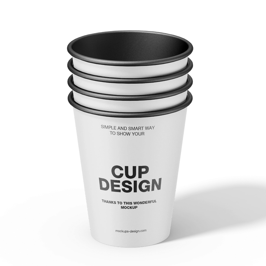 Printing on single-layer paper cups 340 ml, black inside